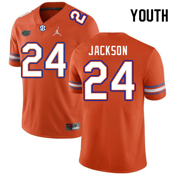 Youth #24 Ja'Kobi Jackson Florida Gators College Football Jerseys Stitched Sale-Orange - Click Image to Close